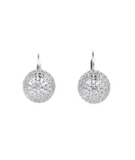 sparkling pave hoop silver earrings