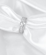 simple silver diamond look ring