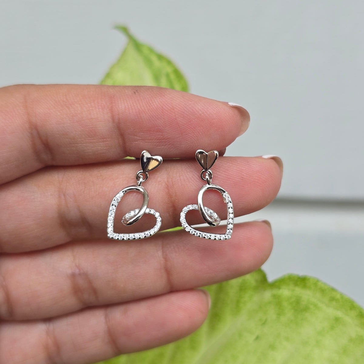 Rajasi Silver 925 Heart Drop Earrings – Dainty Sterling Silver Double