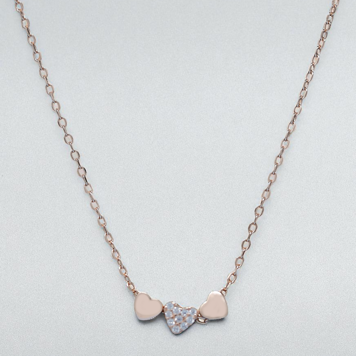 925 Silver Three Hearts Necklace Silver main image 0