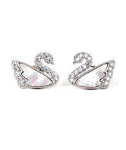 cute swan shaped silver earrings