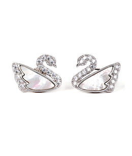 cute swan shaped silver earrings