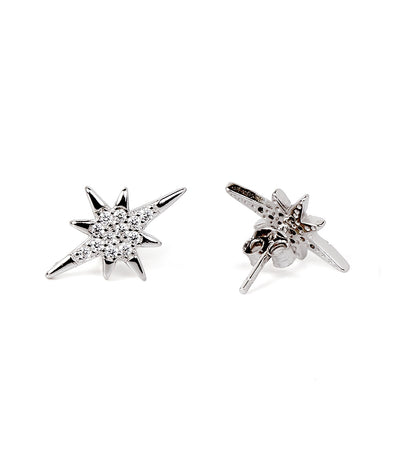 celestial star stud silver earrings