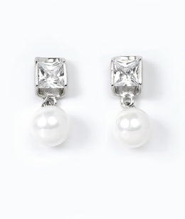 classic pearl drop silver earrings