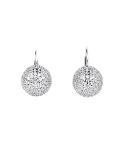 sparkling pave hoop silver earrings