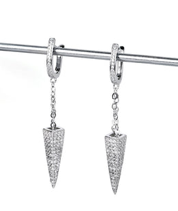 dazzling spike drop silver earrings