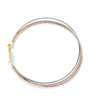 Three -Tone Silver, Gold & Rose Gold Bracelet