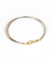 Three -Tone Silver, Gold & Rose Gold Bracelet