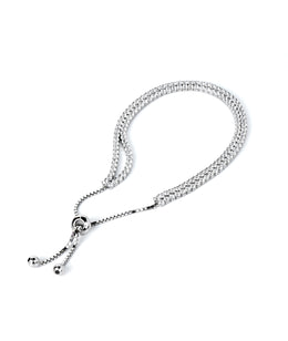 Sparkling Silver Tennis Bracelet - Double Layered