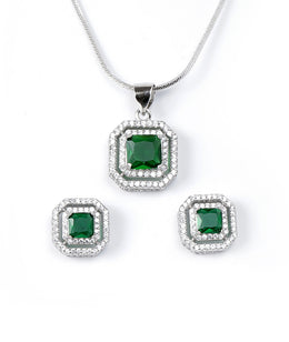 Regal Emerald Green Pendant Set in 925 Silver