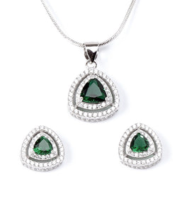 Green Emerald Teardrop Pendant Set