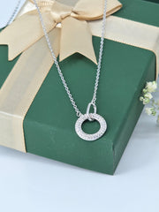 925 Sterling Silver Circle Pendant Necklace – Elegant Zircon Studded Jewelry for Women