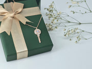 925 Silver Rose Gold Key Pendant Necklace