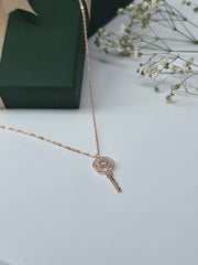 925 Silver Rose Gold Key Pendant Necklace
