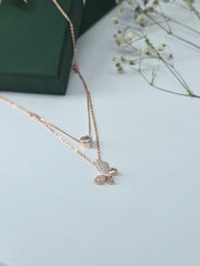 925 Silver Dual Pendant Butterfly & Heart Necklace