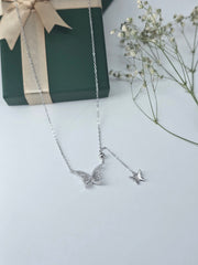 925 Sterling Silver Butterfly Pendant Necklace – Elegant Zircon Butterfly Jewelry for Women