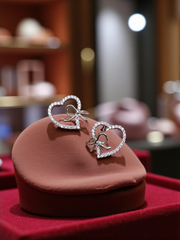 925 Sterling Silver Heart Bow Earrings for Women | Sparkling CZ Studs | Rajasi Silver