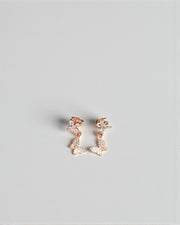 Rose Gold Butterfly Drop Earrings – Lightweight Dainty Silver Earrings for Daily Wear