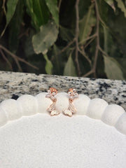Rose Gold Butterfly Drop Earrings – Lightweight Dainty Silver Earrings for Daily Wear