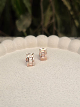 Rectangle CZ Silver Stud Earrings – Modern Minimalist Jewelry