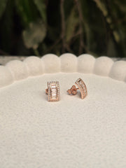 Rectangle CZ Silver Stud Earrings – Modern Minimalist Jewelry
