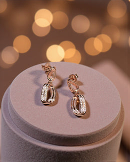 Rose Gold Dangling Loop Earrings – Stylish Silver Party Earrings