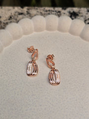 Rose Gold Dangling Loop Earrings – Stylish Silver Party Earrings