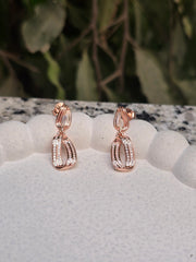 Rose Gold Dangling Loop Earrings – Stylish Silver Party Earrings
