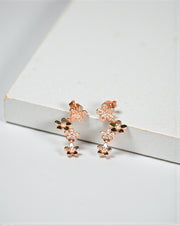 Floral Cluster Rose Gold Drop Earrings – Lightweight Everyday Silver Jewelry