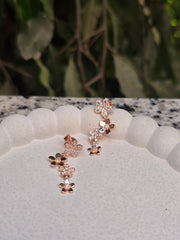 Floral Cluster Rose Gold Drop Earrings – Lightweight Everyday Silver Jewelry
