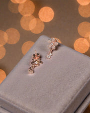 Floral Crystal Drop Earrings – Rose Gold Silver Party Wear Jewelry