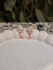Rose Blossom Drop Earrings – Rose Gold Silver Floral Design