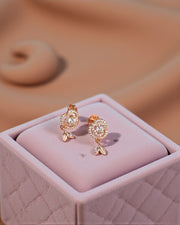 Rose Blossom Drop Earrings – Rose Gold Silver Floral Design