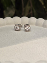 Classic Cushion-Cut CZ Silver Stud Earrings – Timeless Sparkle Everyday Wear