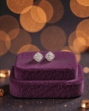 Classic Cushion-Cut CZ Silver Stud Earrings – Timeless Sparkle Everyday Wear