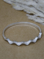 925 Silver Rose Gold Wave Bangle – Elegant Minimalist Statement by Rajasi Silver