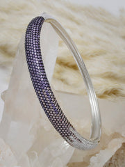 925 Silver Ombre Bangle – Blue to White Stone Gradient | Rajasi Silver