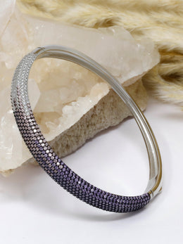 925 Silver Ombre Bangle – Blue to White Stone Gradient | Rajasi Silver