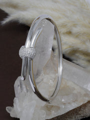 925 Sterling Silver Knot Bangle – Sleek & Minimalist with CZ Centerpiece | Rajasi Silver