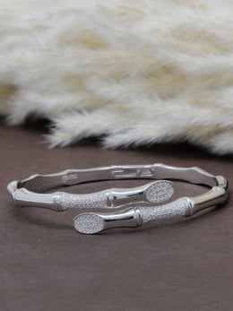 Rajasi Silver 925 Sterling Silver Designer Bangle Bracelet – Luxury Textured Adjustable Jewelry for Women