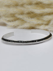 925 Sterling Silver Floral Engraved Open Cuff Bracelet – Minimalist Unisex Bangle