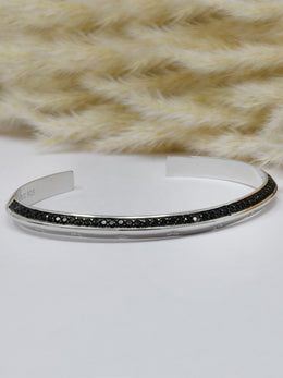 925 Sterling Silver Floral Engraved Open Cuff Bracelet – Minimalist Unisex Bangle