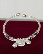 Rajasi Silver Oxidised 925 Silver Heart Charm Bangle Bracelet – Adjustable Minimalist Jewelry for Women