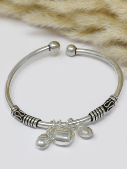 Rajasi Silver Oxidised 925 Silver Heart Charm Bangle Bracelet – Adjustable Minimalist Jewelry for Women
