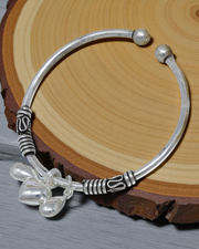 Rajasi Silver Oxidised 925 Silver Heart Charm Bangle Bracelet – Adjustable Minimalist Jewelry for Women