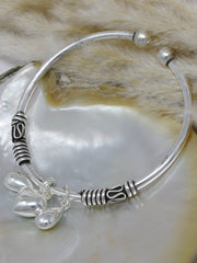 Rajasi Silver Oxidised 925 Silver Heart Charm Bangle Bracelet – Adjustable Minimalist Jewelry for Women