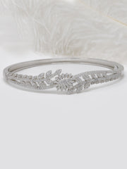 Rajasi Silver 925 Sterling Silver Emerald & CZ Leaf Design Bangle – Luxury Women’s Bracelet