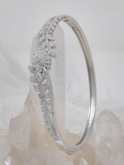 Rajasi Silver 925 Sterling Silver Emerald & CZ Leaf Design Bangle – Luxury Women’s Bracelet