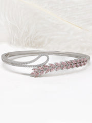 Rajasi Silver 925 Sterling Silver Green Stone Leaf Bangle – Elegant CZ Designer Bracelet for Women