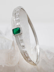 925 Silver Designer Bangle with Gemstones – Rajasi Silver | Crystal, Emerald & Sapphire